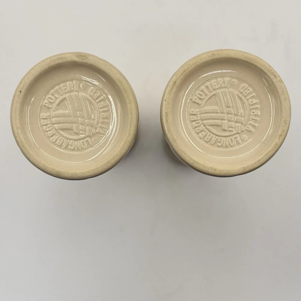 Pair Of Longaberger Woven Traditions Bud Flower Vases Ivory 6 3/4